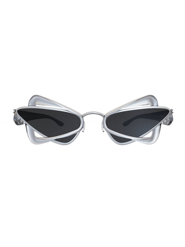 Kirik Sunglasses in 925 sterling silver, product photo on black – sunglasses, Bhavya Ramesh