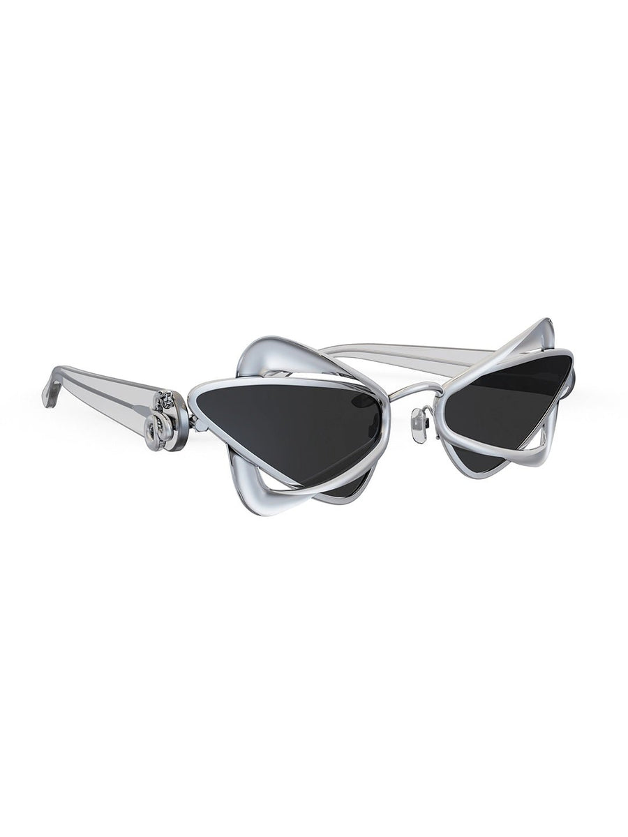 Kirik Sunglasses in 925 sterling silver, product photo on black – sunglasses, Bhavya Ramesh