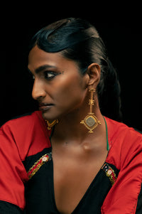 Kite Earrings in 18-carat gold plating on sterling silver, worn by a model – earrings, Bhavya Ramesh