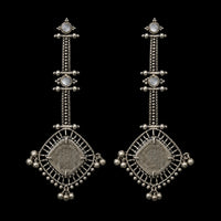 Kite Earrings in 925 sterling silver, product photo on black – earrings, Bhavya Ramesh