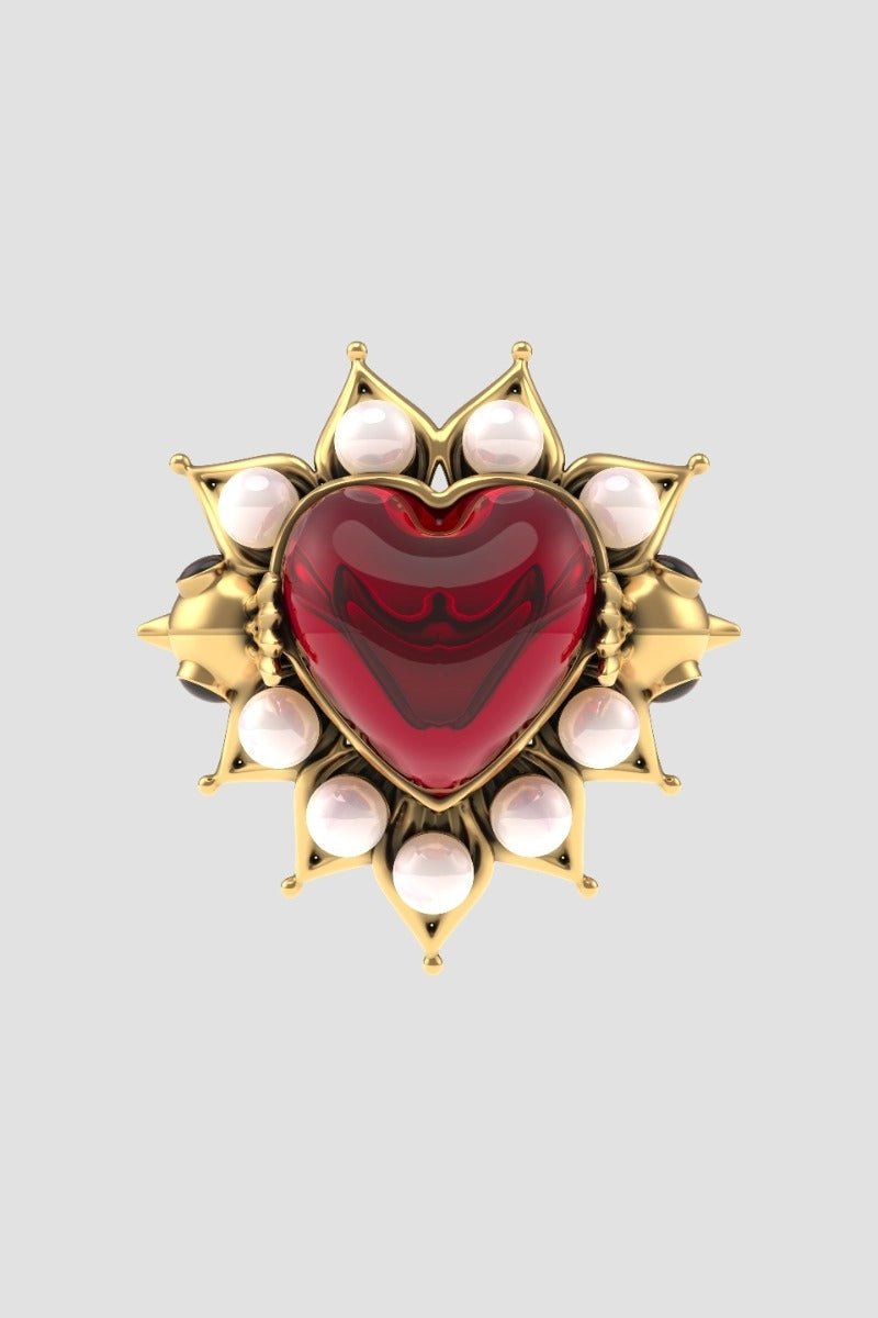 Lovelocked Ring in 18-carat gold plating on sterling silver, product photo on black – rings, Bhavya Ramesh
