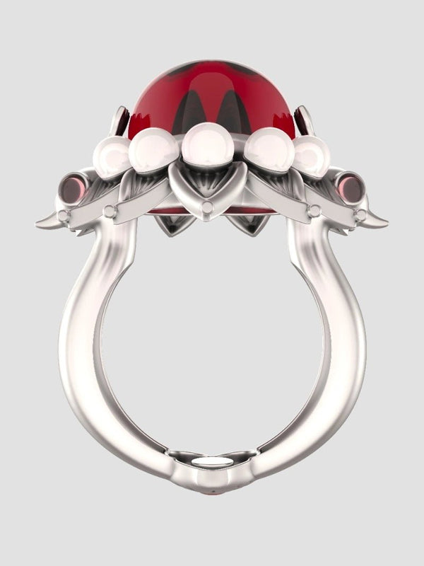 Lovelocked Ring in 925 sterling silver, product photo on black – rings, Bhavya Ramesh