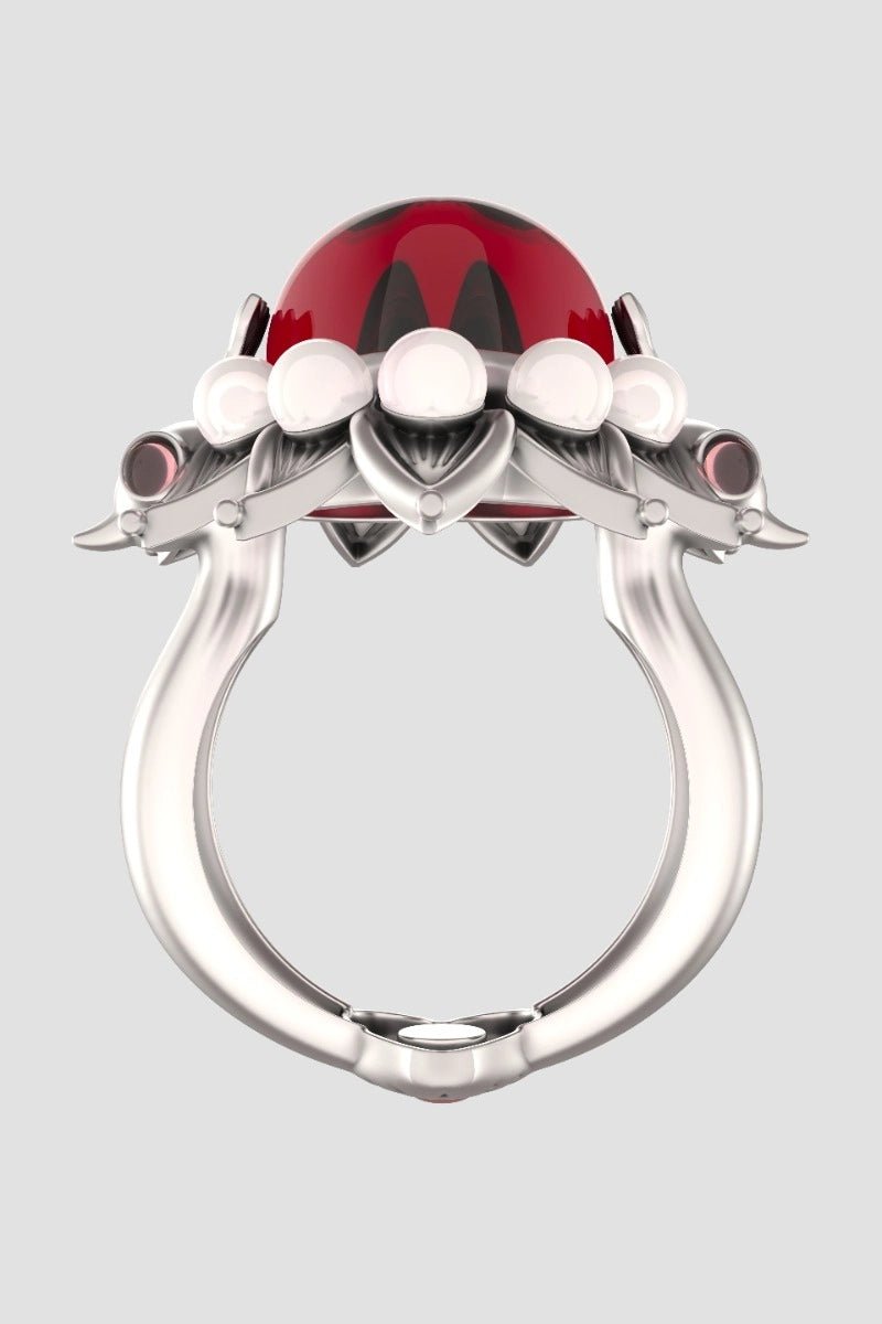 Lovelocked Ring in 925 sterling silver, product photo on black – rings, Bhavya Ramesh