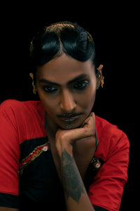 Murmur Ear Clip in 18-carat gold plating on sterling silver, worn by a model – ear clips, Bhavya Ramesh