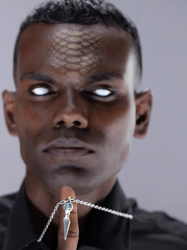 Nagarasa Neckpiece in sterling silver, worn by a model – neck pieces, Bhavya Ramesh