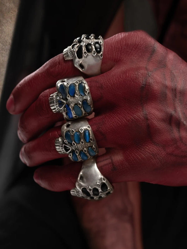 Nazar Ring in sterling silver, product photo on black – rings, Bhavya Ramesh