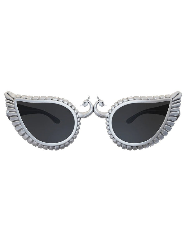 Neytiri Sunglasses in 925 sterling silver, product photo on black – sunglasses, Bhavya Ramesh