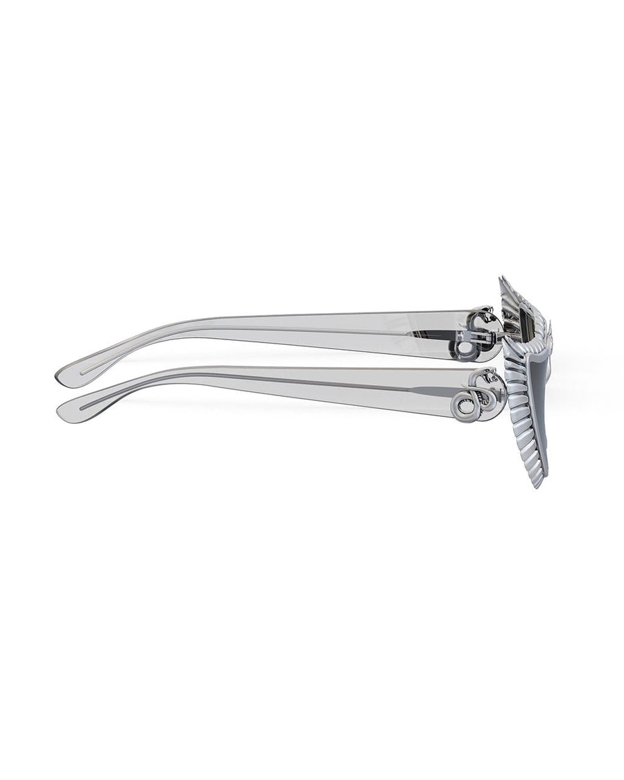 Neytiri Sunglasses in 925 sterling silver, product photo on black – sunglasses, Bhavya Ramesh