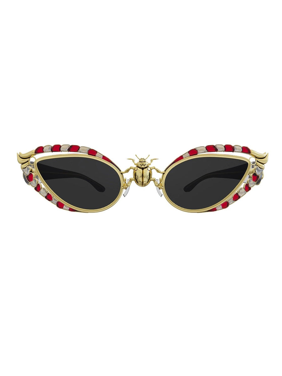 Notorious B.U.G Sunglasses in 18-carat gold plating on sterling silver, product photo on black – sunglasses, Bhavya Ramesh