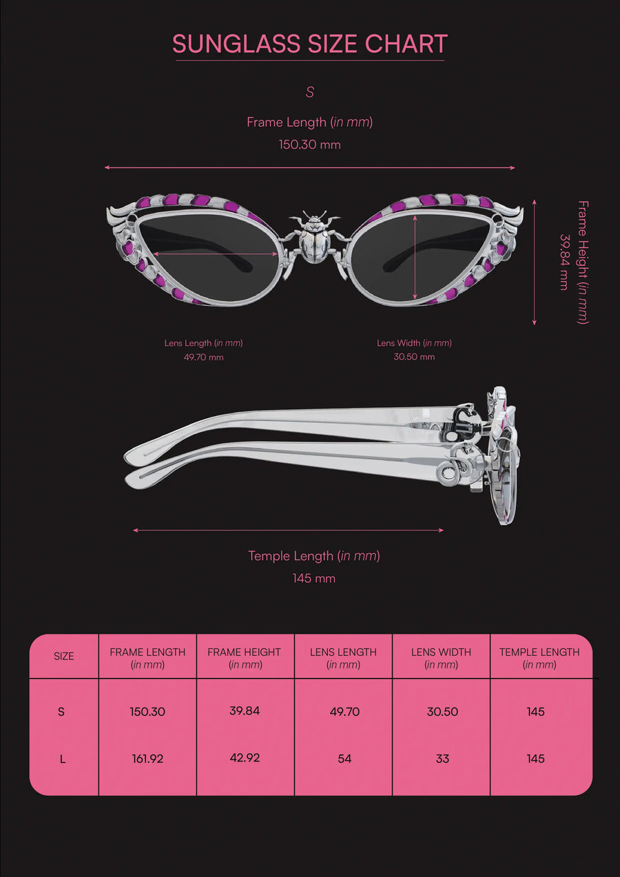 Notorious B.U.G Sunglasses in 925 sterling silver, product photo on black – sunglasses, Bhavya Ramesh
