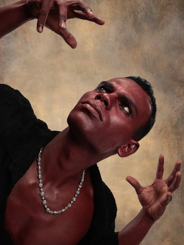 Oblivion Neckpiece in 925 sterling silver, worn by a model – neck pieces, Bhavya Ramesh