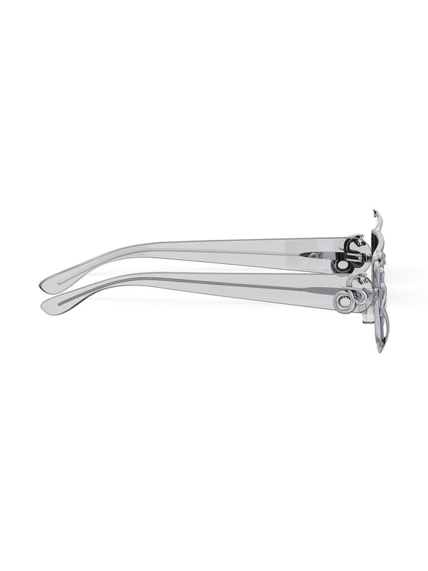 Paabi Sunglasses in sterling silver, product photo on black – sunglasses, Bhavya Ramesh