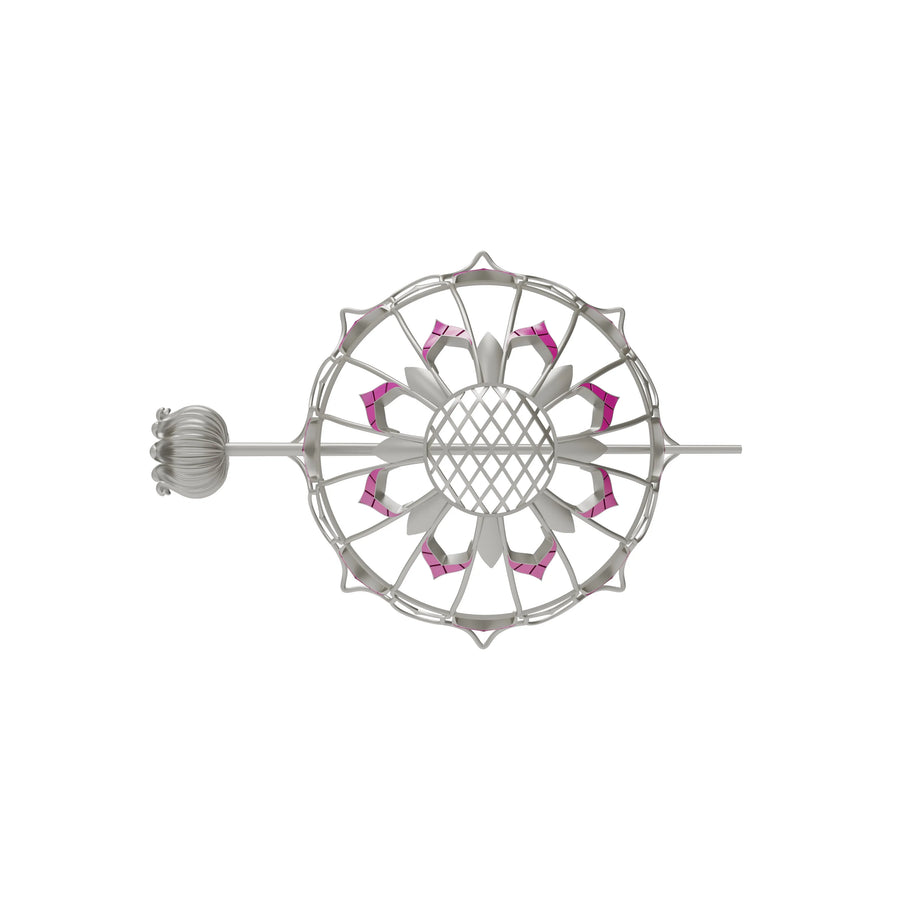 Pink Gulaab Hair Buns in 925 sterling silver, product photo on black – hair bun, Bhavya Ramesh