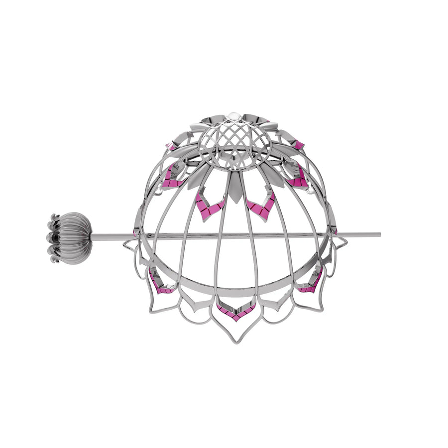 Pink Gulaab Hair Buns in 925 sterling silver, product photo on black – hair bun, Bhavya Ramesh