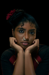 Preen Nose Pin in 925 sterling silver, worn by a model – nose pin, Bhavya Ramesh