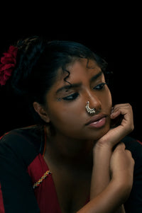 Preen Nose Pin in 925 sterling silver, worn by a model – nose pin, Bhavya Ramesh
