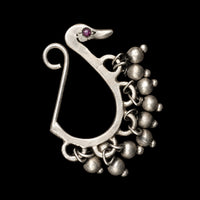 Preen Nose Pin in 925 sterling silver, product photo on black – nose pin, Bhavya Ramesh
