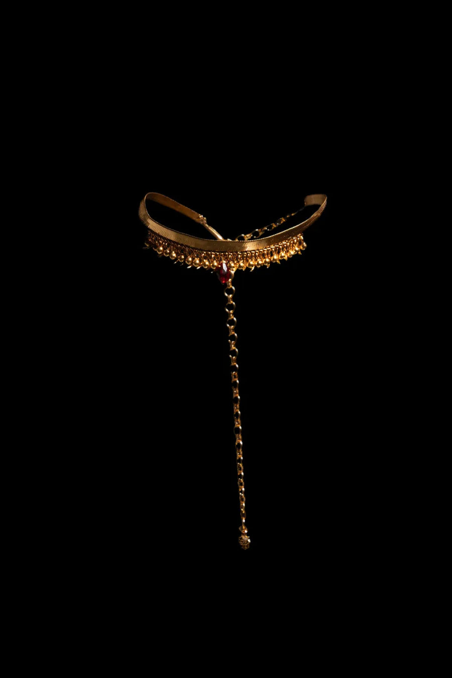 Protect Choker in sterling silver, product photo on black – neck pieces, Bhavya Ramesh