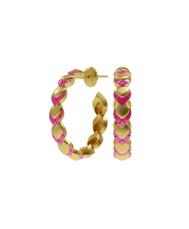 Rasgulla hoops in 18-carat gold plating on sterling silver, product photo on black – earrings, Bhavya Ramesh