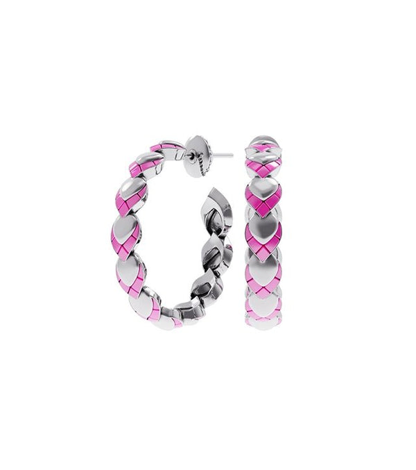 Rasgulla hoops in 925 sterling silver, product photo on black – earrings, Bhavya Ramesh