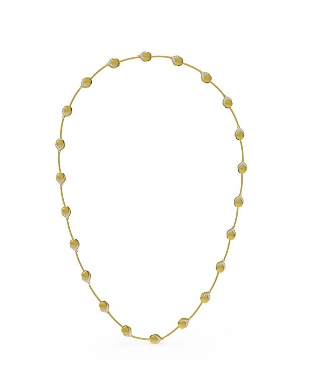 Rasmalai Long Neckdrips in 18-carat gold plating on sterling silver, product photo on black – neck pieces, Bhavya Ramesh