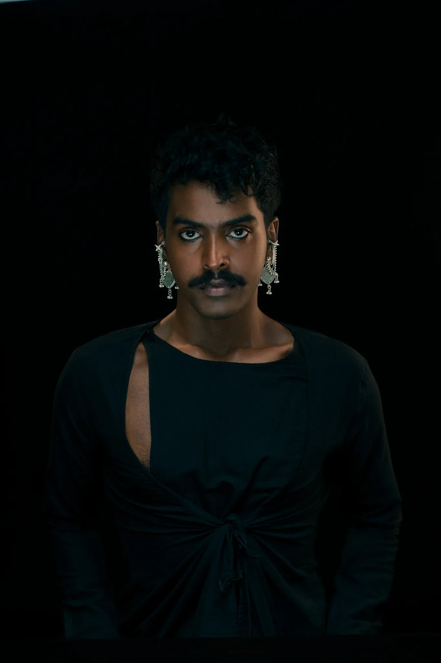 Rumira Earrings in 925 sterling silver, worn by a model – earrings, Bhavya Ramesh