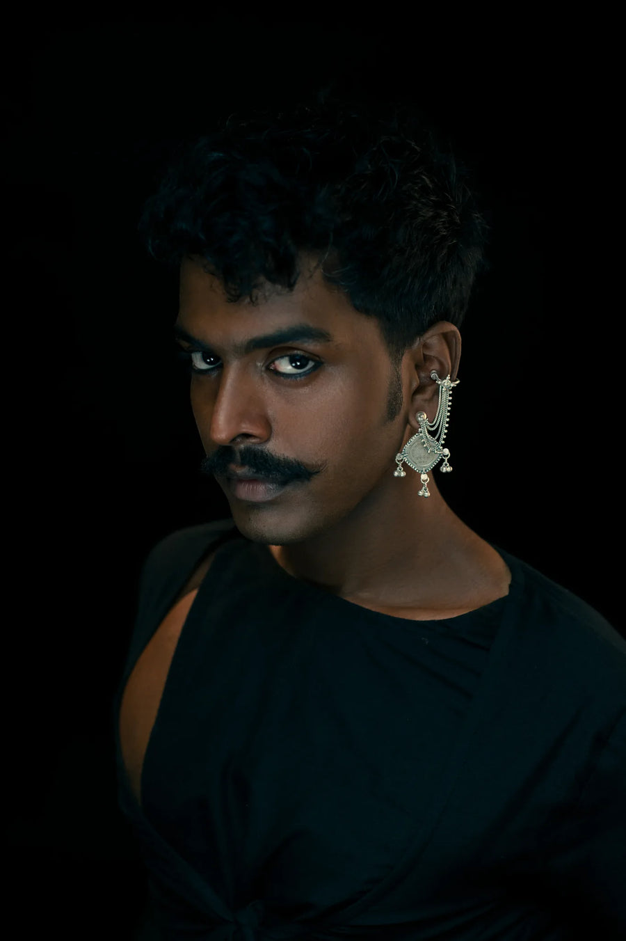 Rumira Earrings in 925 sterling silver, worn by a model – earrings, Bhavya Ramesh