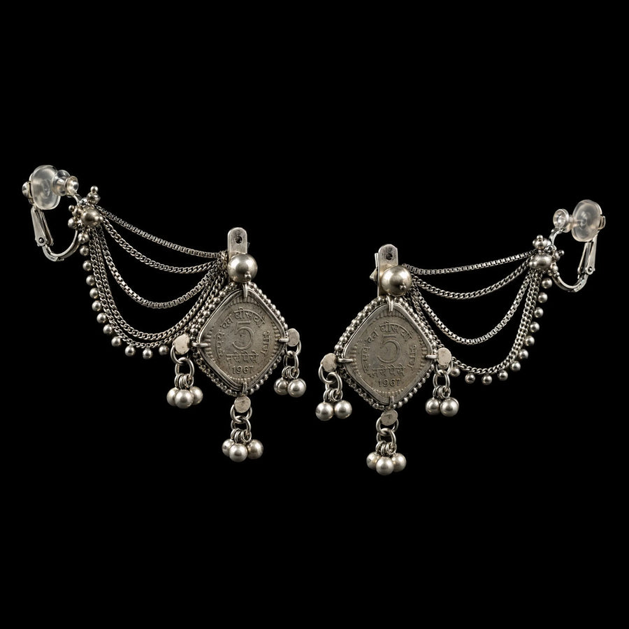 Rumira Earrings in 925 sterling silver, product photo on black – earrings, Bhavya Ramesh