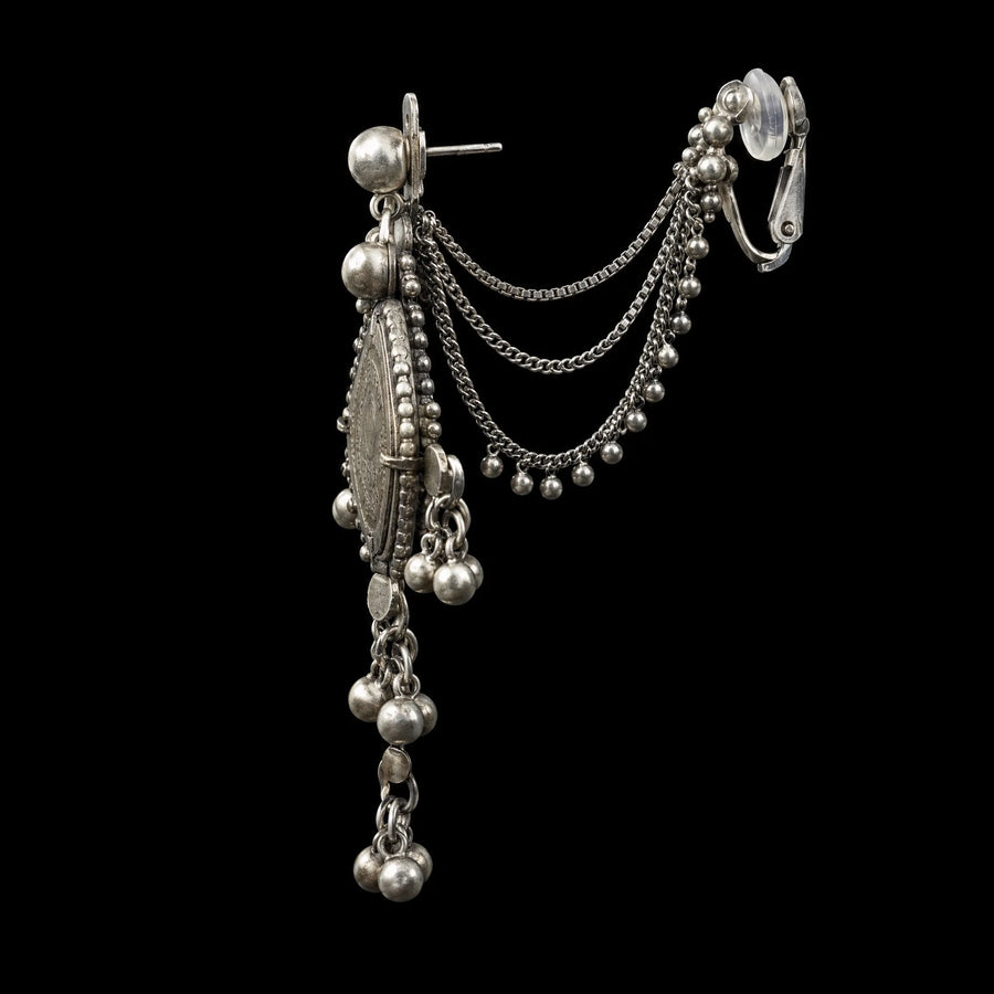 Rumira Earrings in 925 sterling silver, product photo on black – earrings, Bhavya Ramesh