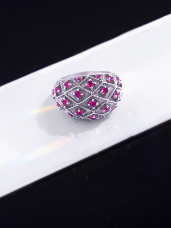 Sarmani Ring in 925 sterling silver, product photo on black – rings, Bhavya Ramesh