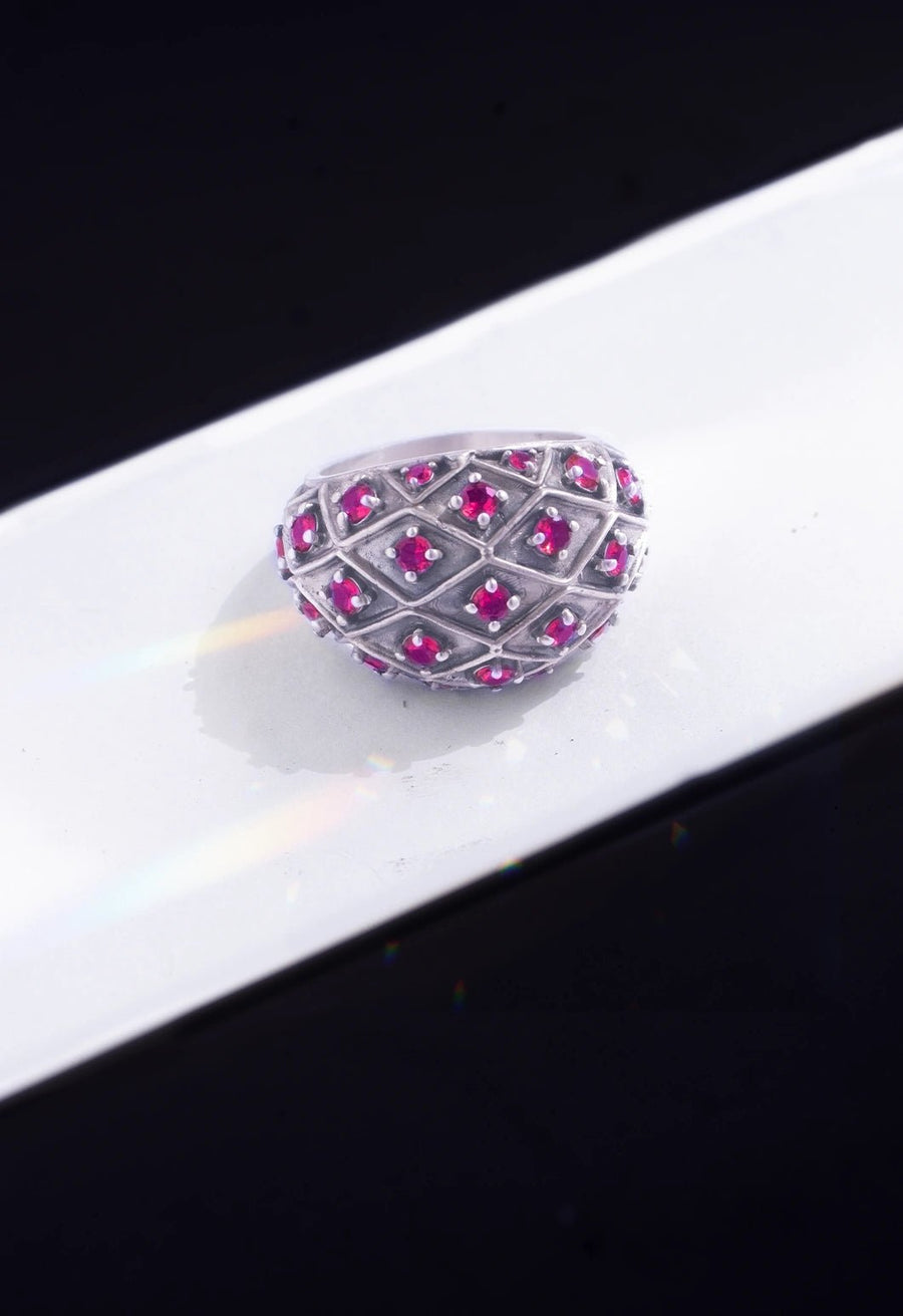 Sarmani Ring in 925 sterling silver, product photo on black – rings, Bhavya Ramesh