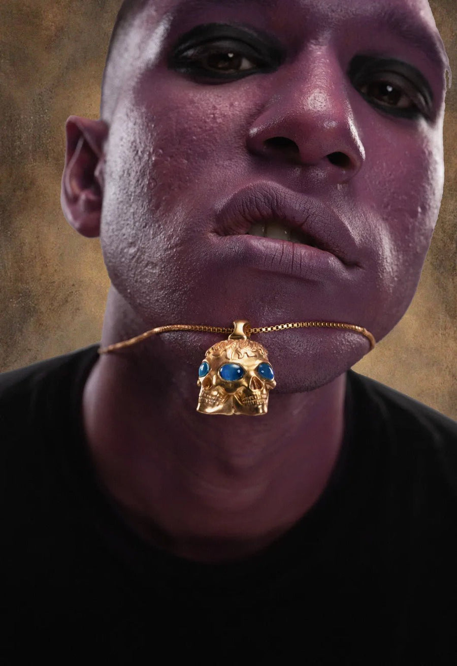 Soul-rift Neckpiece in sterling silver, worn by a model – neck pieces, Bhavya Ramesh