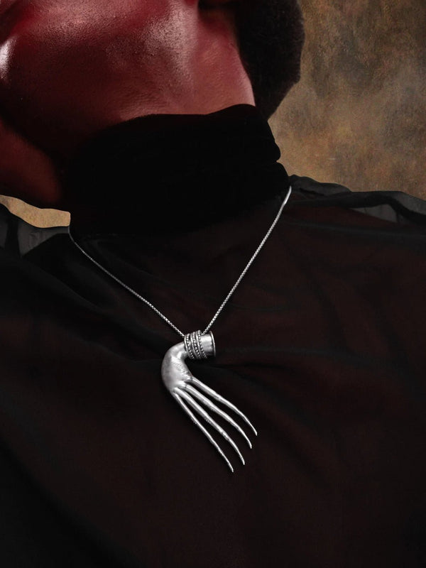 Soul snatcher Neckpiece in 925 sterling silver, worn by a model – neck pieces, Bhavya Ramesh