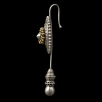 Sundial Earrings in 925 sterling silver, product photo on black – earrings, Bhavya Ramesh