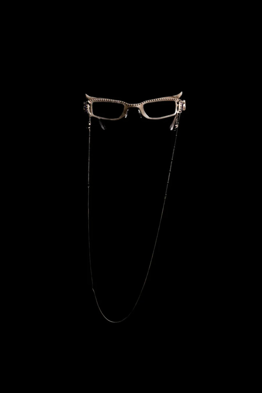 Eclipse Sunglass in sterling silver, product photo on black – sunglasses, Bhavya Ramesh
