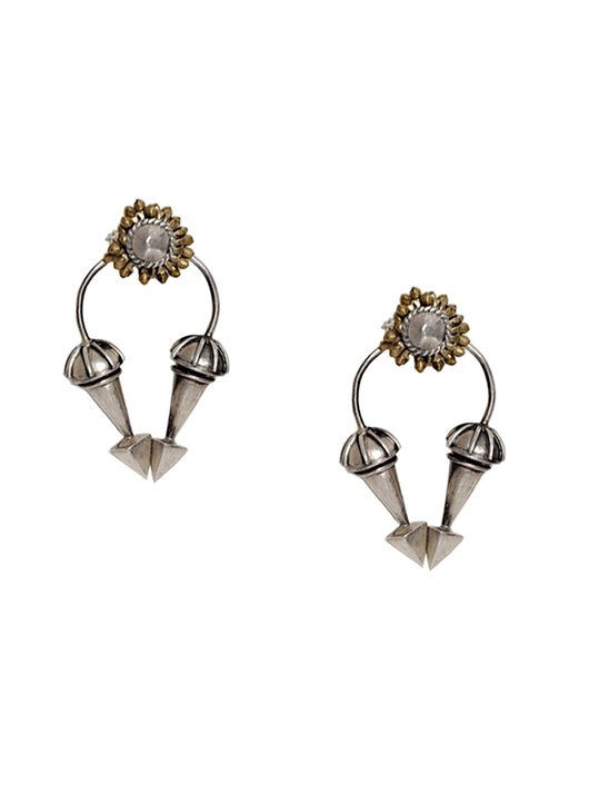 Surya Vamsh Earrings in 925 sterling silver, product photo on black – earrings, Bhavya Ramesh