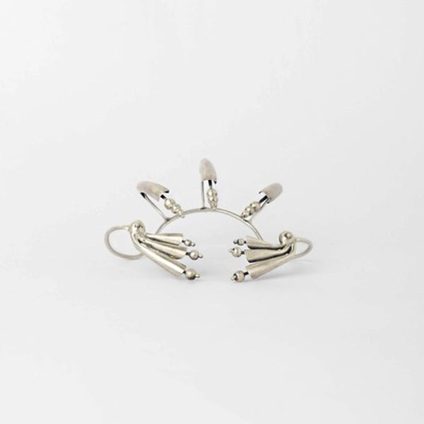 The Predator Palm Cuff in 925 sterling silver, product photo on black – palm cuff, Bhavya Ramesh