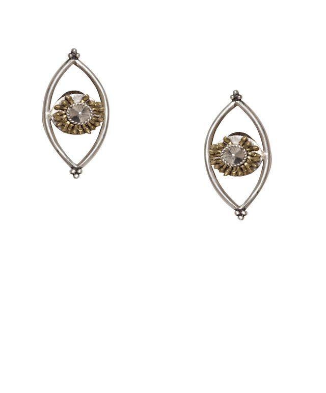 Third Eye Earring (Ajna Chakra) in 925 sterling silver, product photo on black – earrings, Bhavya Ramesh