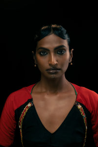Tili Earrings in 18-carat gold plating on sterling silver, worn by a model – secondary piercing, Bhavya Ramesh