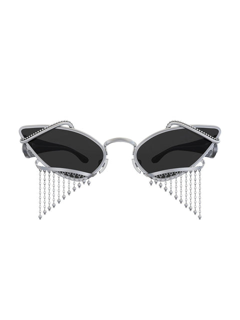 Tipsie Sunglasses in 925 sterling silver, product photo on black – sunglasses, Bhavya Ramesh