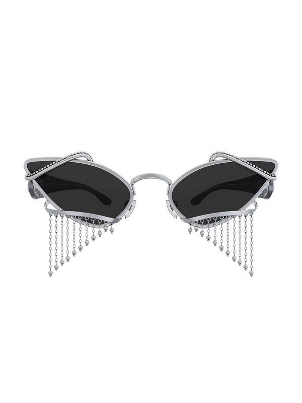 Tipsie Sunglasses in 925 sterling silver, product photo on black – sunglasses, Bhavya Ramesh