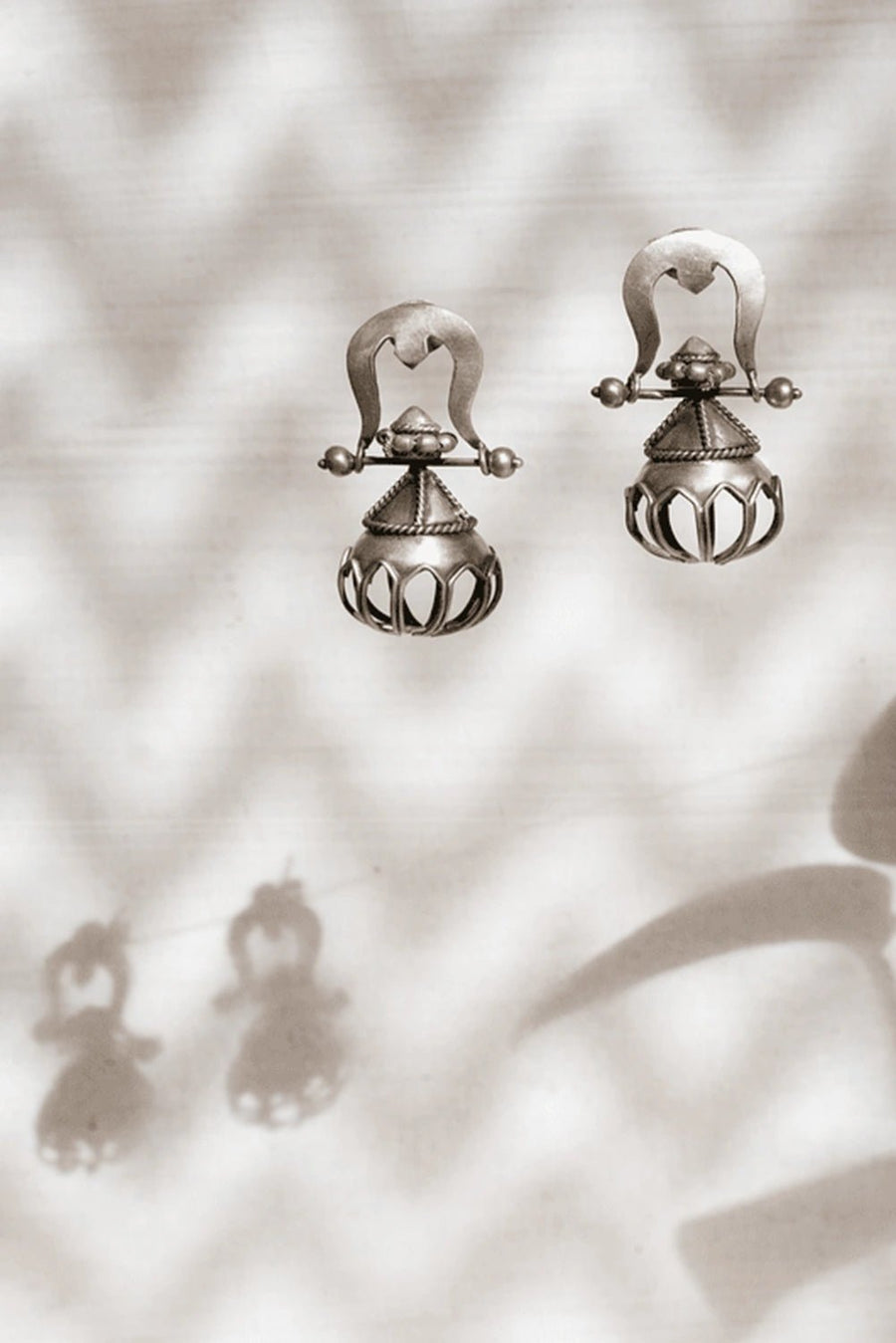 Trishul Jhumka in 925 sterling silver, worn by a model – earrings, Bhavya Ramesh