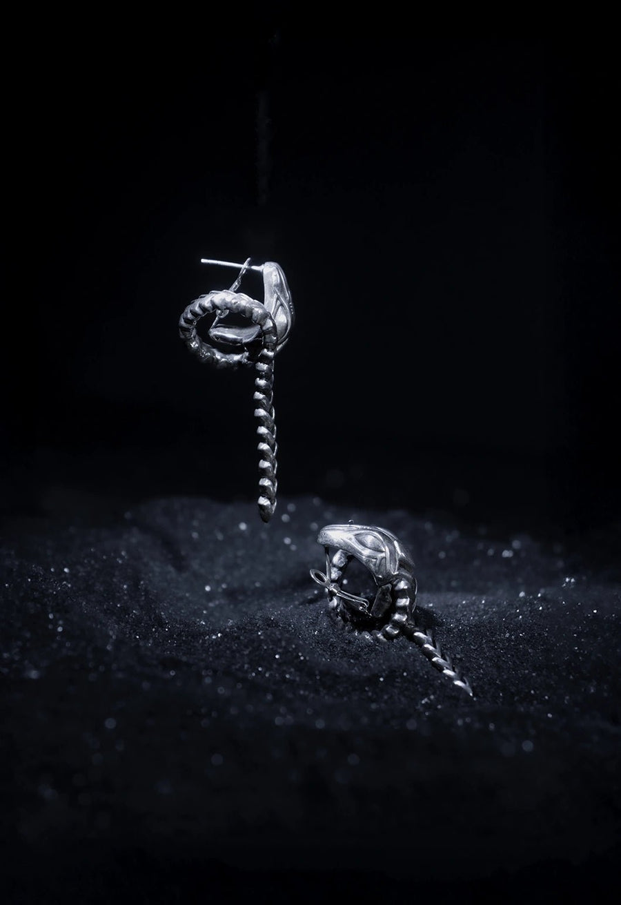 Ulupi Earring in 925 sterling silver, product photo on black – earrings, Bhavya Ramesh