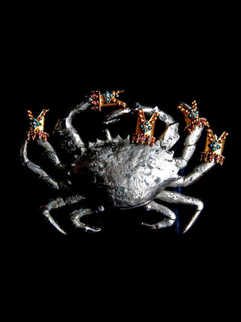 Unicorn Nail Ring in 18-carat gold plating on sterling silver, product photo on black – nail rings, Bhavya Ramesh
