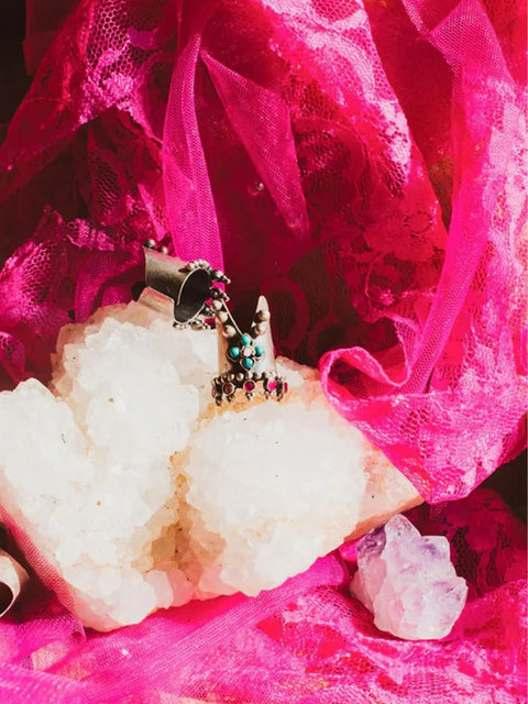 Unicorn Nail Ring in 925 sterling silver, product photo on black – nail rings, Bhavya Ramesh