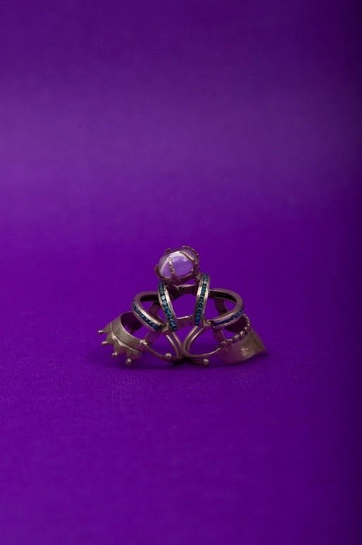 Vodoo in 925 sterling silver, product photo on black – rings, Bhavya Ramesh