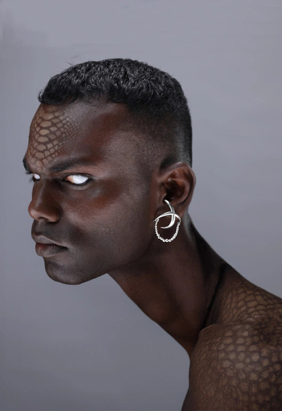Zohrath Earring in 925 sterling silver, worn by a model – earrings, Bhavya Ramesh