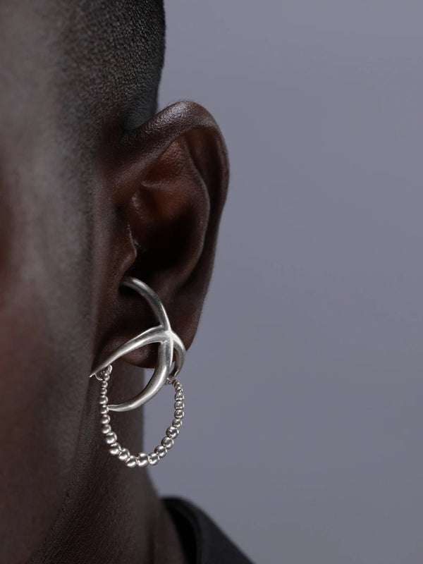 Zohrath Earring in 925 sterling silver, product photo on black – earrings, Bhavya Ramesh