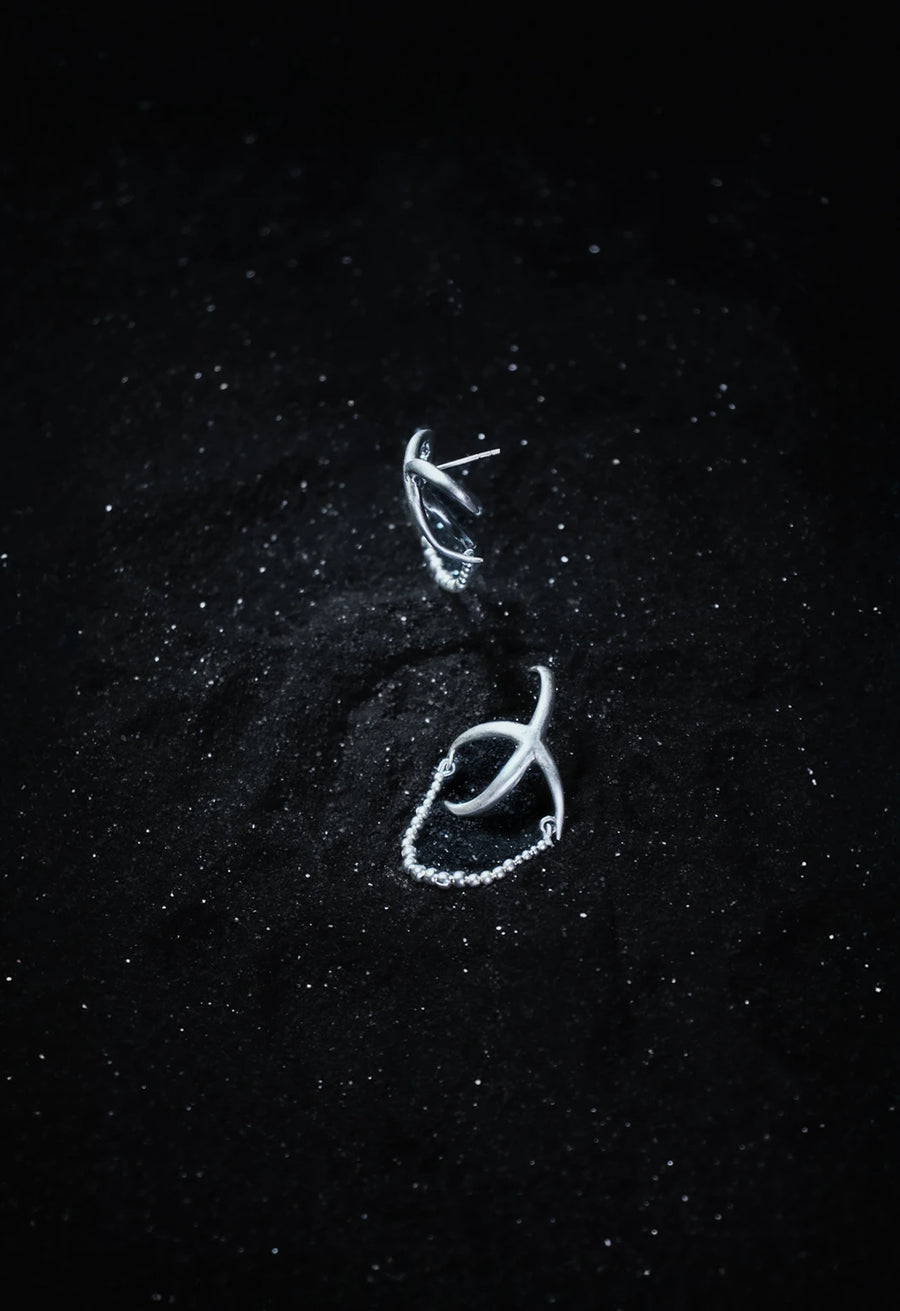 Zohrath Earring in 925 sterling silver, product photo on black – earrings, Bhavya Ramesh